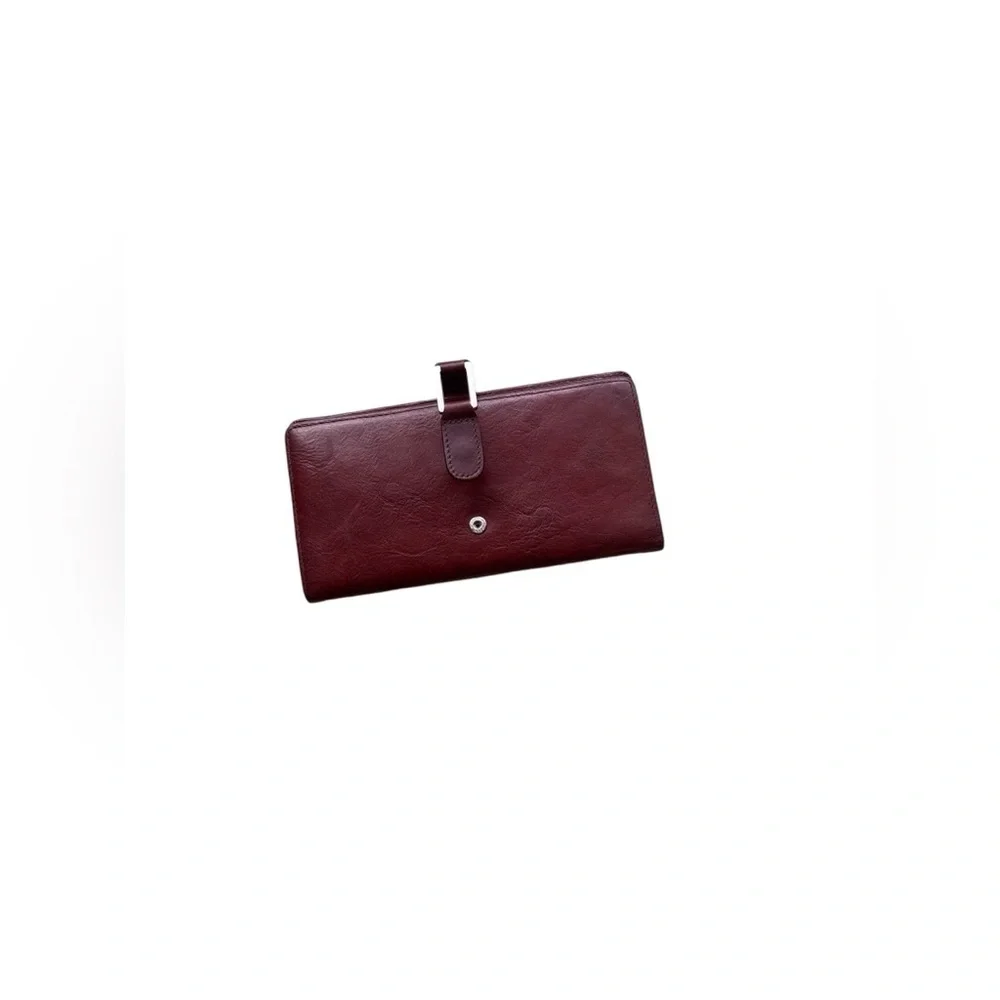 Pelle Studio Wallet Purse Brown Glaze Tri-fold Italian Leather Snip Button